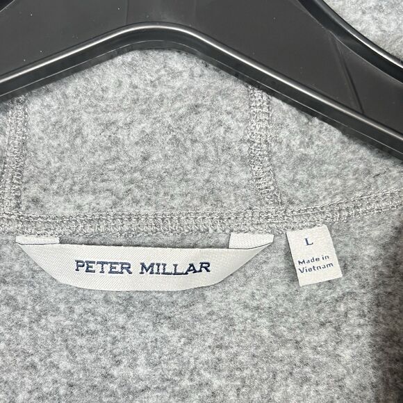 Peter Millar Crown Fleece Full Zip Sweater LG Gale Performance Gray MF23K63 $160 - Picture 12 of 14